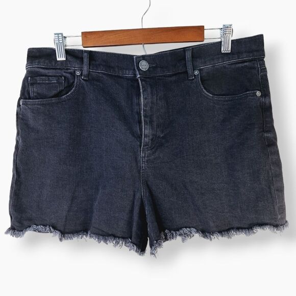 LOFT Pants - LOFT Black Distressed Denim Cut-Off Raw Hem Jean Shorts Sz 32/14